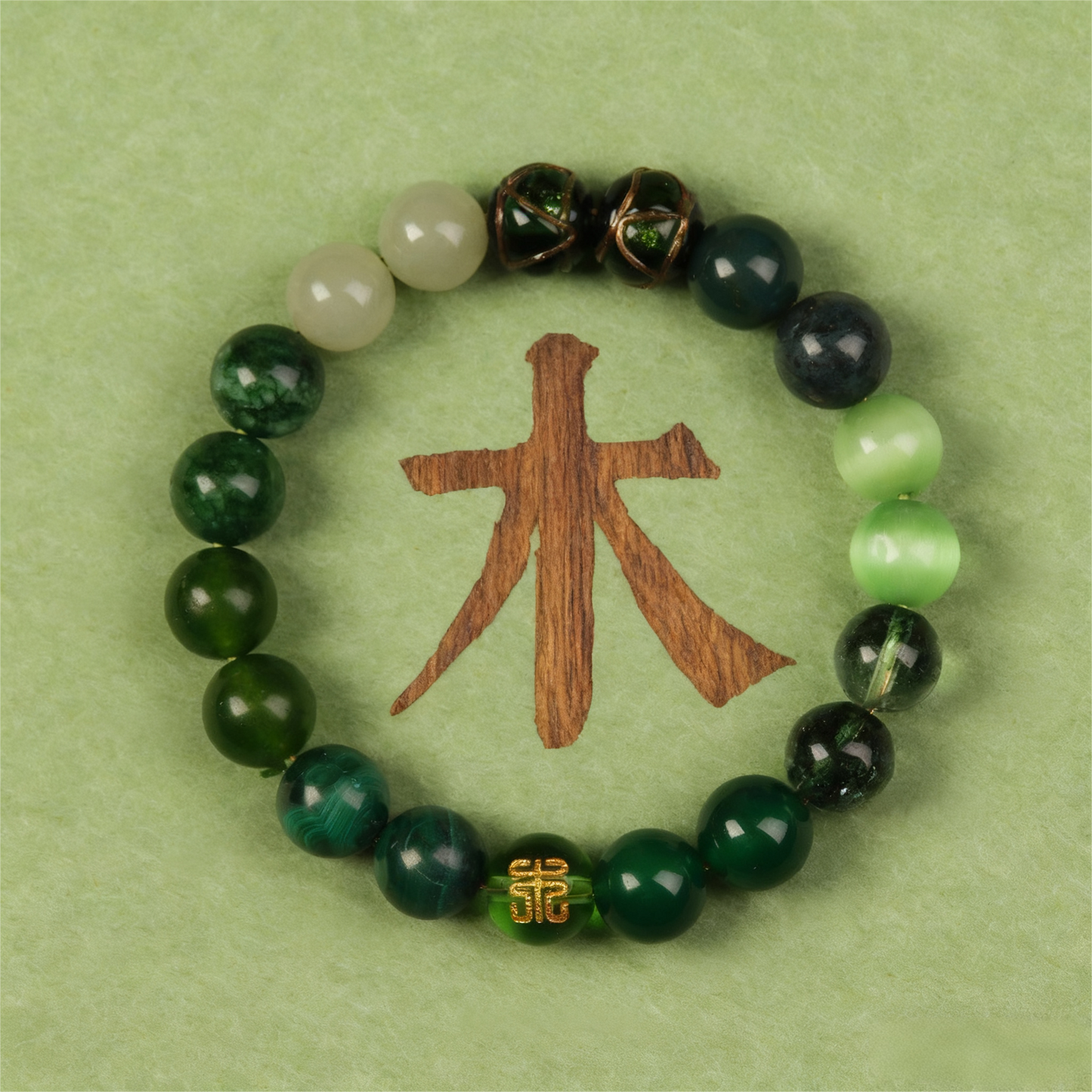 Green Agate Multi-Gem Bracelet - For Wood Zodiac